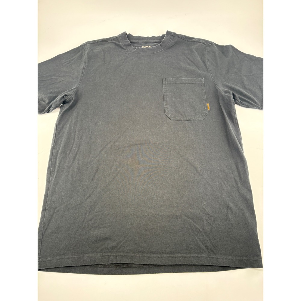 Hawx Work Gear Mens L Black Short Sleeve Heavyweight Pocket T-Shirt Cotton Tee